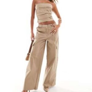 NWT Kaiia bandeau and pants set in taupe US 6